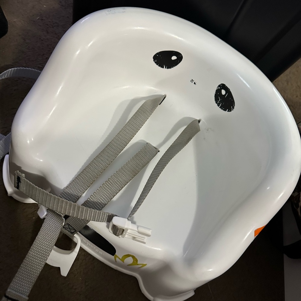 Fisher-Price White Booster Seat with Gray Straps
